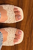 The shoe is super cute, but under the lace is a clear plastic piece for structure that is super uncomfortable. I'm keeping the shoe but I wouldn't recommend without a disclaimer. - Angel L.