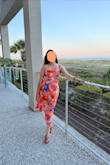 The color and details of the dress is gorgeous. I felt so pretty in this dress! Not see through either. I'm in between a small and medium and would usually get a medium, but I'm glad I stuck with a small because I think the medium would be too big for my chest. - Nica B.