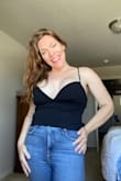 It is thick and not see through at all. I'm a 38DDD so I wasn't sure it would fit, but the xl fit perfect. It's so flattering and I received so many compliments wearing it. I did get some double sided tape so there are no nip slips. I absolutely love it. The hook and eye down the back is cute too. - Susan P.