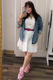 I absolutely love this dress! I wore it for the first time on a really hot summer day, and it was so comfortable while still looking put together. In this photo I paired it with a denim jacket, a belt, and pink sneakers for a more casual look, but it is one of those dresses that can easily be dressed up or down. It is beautiful on its own, the fit is really flattering, and it is such a versatile piece. Definitely one of my favorite purchases! - Nathalia C.
