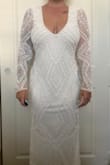 Deedra White Sequin Beaded Backless Maxi Dress
