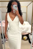 Deloise White Satin Lace Slip Midi Dress