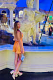 Stellina Orange Satin Cowl Back Mini Dress