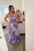 Galilea Purple Multi Floral Strapless Maxi Dress