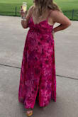 Beautiful Soul Fuchsia Floral Print Twist-Front Maxi Dress