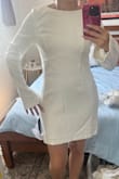 Elegant Cutie Ivory Bow Long Sleeve Backless Mini Dress