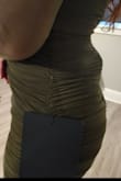 It's a nice fall cocktail wedding guest dress for sure. I'm gonna keep it, BUT sewing isn't perfect. The back zipper line sticks out right above the tail bone. I will be self-conscious about it, I already know. The second thing, the bottom of the ruching sags. I'll see if I can pin it. Picture of zipper attached. Otherwise, fits like a glove on 5'6 128lb. I got a size 4. - Luda G.