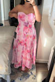 This dress is very flattering on me with wide hips and a smaller waist. I typically wear a medium but sometimes have to size up due to my chest size. The medium fit me perfect everywhere, but the zipper kept getting stuck where the ruching starts. It did this when off of me as well. Unsure if it's a design flaw, or just a me problem. Will hopefully be able to get this in the next size up. - Haylie R.