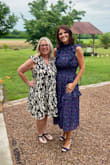 This dress is fit and flowy! The stretch on your waist shows off your figure while not showing that unwanted belly area. The high neck is also very flattering. - Heather C.