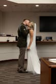 It fit great, I ordered a size small. It has a beautiful train and it was perfect for my courthouse elopement. - Lexie W.