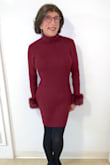I love this dress! Comfy, warm, stylish, and sexy. The burgundy color is great, the ribbing feels good, the turtleneck is warm and sexy, and the faux fur cuffs are a stylish touch. I love wearing this dress! Recommended! - Jo N.