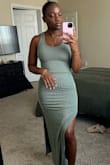 This is a small and I'm 5'3 138 lbs. This dress fits perfectly, I love it. - Damone D.