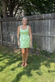 Brighter Side Light Green Floral Satin Jacquard Mini Dress