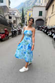 Radiant Feelings Blue and Green Floral Chiffon Midi Dress