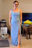 Glamorous Disposition Light Blue Ruched Maxi Dress