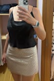 This skirt is so fun. The sequins make it stand out, and it's very form-fitting. I bought it specifically to go with the top I'm wearing (it's not from Lulu's), and they go so well together. I'm so excited to wear this out or to a concert. - Nina E.