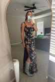Remarkable Arrival Navy Blue Floral Sleeveless Maxi Dress