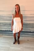 Suvi White Strapless Tiered Asymmetrical Mini Dress