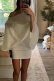 Maverly White Ponte Knit Cape Sleeve Mini Dress
