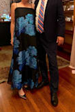 Yavanna Black and Blue Floral Jacquard Shift Maxi Dress