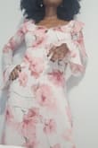 Rylia Ivory and Pink Floral Ruffled Midi Dress