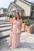Seriously Sensational Blush Floral Strapless Tiered Maxi Dress