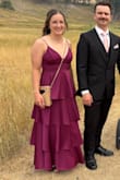Going with Elegance Plum Purple Satin Tiered Gown
