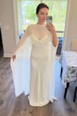 Mercedes White Satin Cape Wedding Dress
