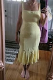 Bimini Light Yellow Swiss Dot Tie-Strap Midi Dress