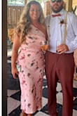 Jayleen Light Pink Floral Mesh One-Shoulder Midi Dress