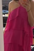 Aveley Hot Pink Tiered Shift Maxi Dress
