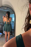 Omg this dress is amazing! This was my first purchase from Lulus. I'm typically a 8/10 in dresses and purchased the large based on reviews. Fits like a glove. And pockets!! It's shorter but not too short. Obsessed with the color too. Please ignore my messy room and dusty mirror - Taylor M.