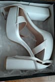 Arrabella Ivory Satin Platform Ankle Strap Heels
