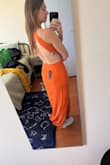 Nettie Orange Halter Backless Maxi Dress