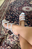 Millie White Satin Strappy Bow High Heel Slide Sandals
