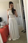 Super comfy, and made well! Gonna be great for my elopement. Skirt is thick enough to not be see-through. Top is slightly loose, but not entirely too big with the adjustable back. - Amanda S.