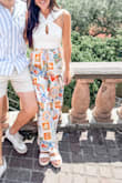 Eydis Ivory Multi Print Wide-Leg Drawstring Pants