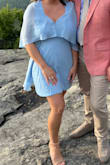 This dress is stunning. My only issue was the chest; when fully zipped, it was still completely open in the front and showed almost my entire bra. Without tape, I wouldn't have been able to wear it. I think even if I had gotten a small instead of a medium, I would have run into this problem. Just a design flaw, I guess, but still love the dress! - Abby J.