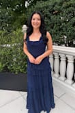 Compelling Romantic Dark Blue Ruffled Tiered Maxi Dress