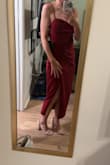 Always Turning Heads Burgundy Bustier Tulip Midi Dress