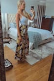 Blissful Vacay Black Floral Print Side Slit Pants