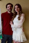Darling Era Ivory Lace Applique Long Sleeve Ruffled Mini Dress