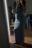 The material is really beautiful and has so much stretch, i was having so many trouble finding a dress because I am 3 months postpartum and I ordered a size L because I have a larger bust and usually size up to accommodate that, but honestly, I probably would've been better off with a M. The straps were a little loose and kept falling down, so I had to get them adjusted.
The color is gorgeous, though, and overall, it's such a **comfortable and flattering dress**. You can easily dress it up and make it look even better with the right accessories.
**I'd definitely order it again!** - Carmen C.