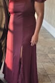 Ultimate Sweetness Plum Satin Flutter Sleeve Maxi Dress