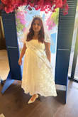 The dress was beautiful my dad thought it was a real wedding dress! The straps kept falling was the only issue. I tried to have them adjusted, and they still did it, so I wore it off the shoulder. Would definitely recommend this! I wore mine to a shower, but it's definitely elegant enough to wear to a civil wedding, rehearsal, or whatever your bridal event is! - Gabriella