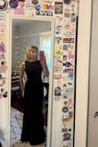 I got this in a small but I should've sized down to an XS for a tighter fit. I think with a dress like this, you need it tight to ur waist. I really like the quality and weight of this dress. The front cut is not my style, so I returned, but it's very pretty. I loved the back. - Kayla H.