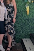 Darling Daylily Black Floral Print High-Low Maxi Dress