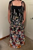 Thriving Poise Black 3D Floral Embroidered Tie-Strap Maxi Dress