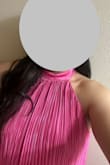 This dress is so fun; it is a beautiful pink and a flower material. I wore it to a sunset themed party, and I felt comfortable in it the whole time. The neck has two easy buttons to secure the back of the neck and an inside lining to ensure the dress is not see through. - Kukuli B.