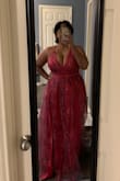 The dress is beautiful; the color and fabric are as pictured, and the stitching was good quality, but the actual construction of the dress does not support a larger bust. The straps are very thin, and when worn at the appropriate tightness to support my chest, cut into my shoulders and back. The design is also a lot less modest/deeper cut with a larger bust, and looks very different from how it appears on the model. I've found that, in general, most Lulu's stuff isn't bigger bust friends, as their straps are by and large too small or nonexistent, and they don't look as a-line on curvier bodies. If you have a smaller bust or a straighter build, would recommend,  but a skip for bigger busted folks. - Vidhya M.